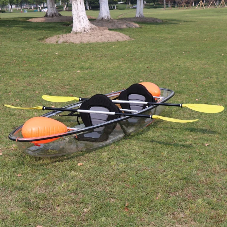 A Sit on top double canoe transparent kayak clear fishing 2 person crystal kayak