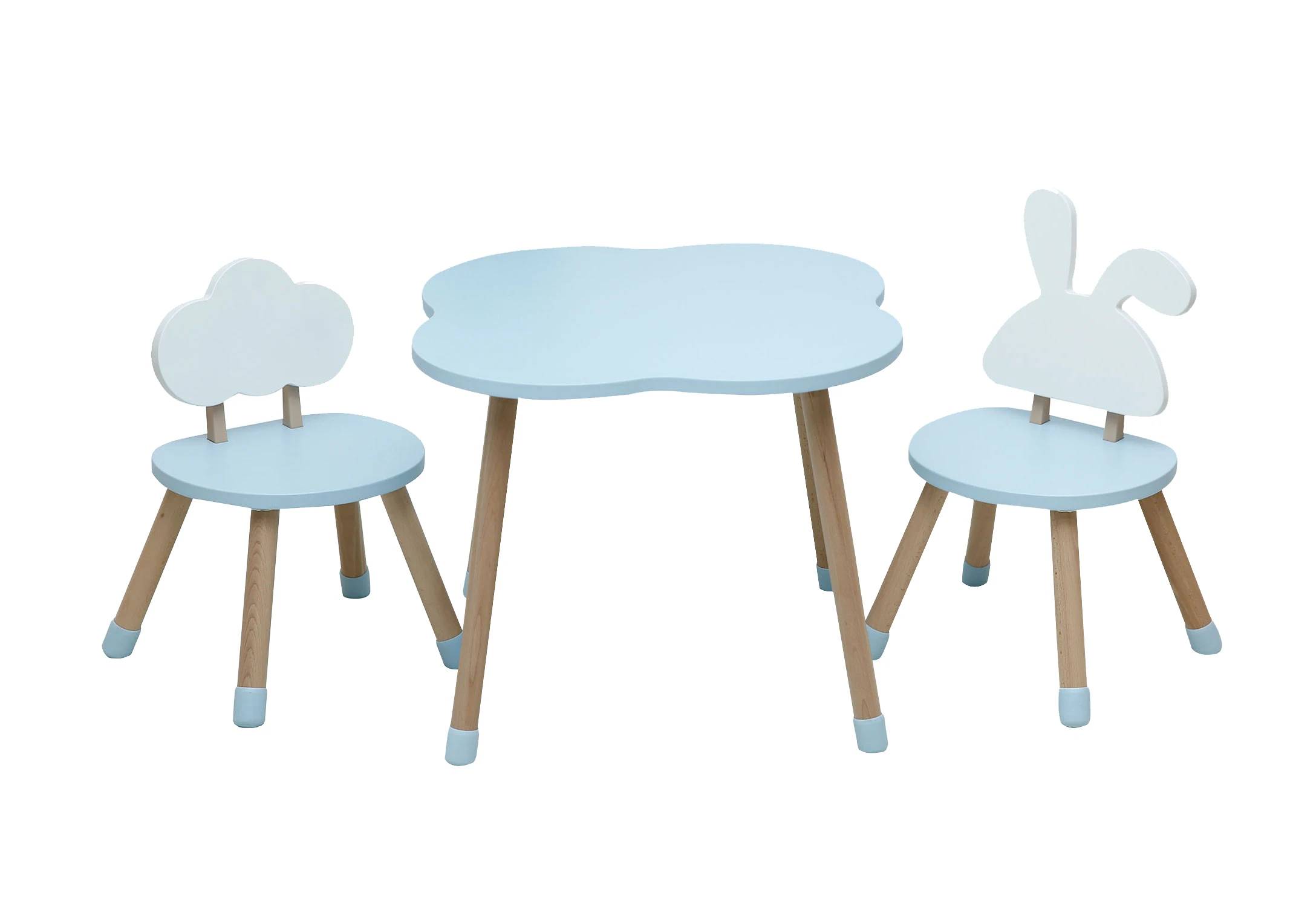 Kids Bedroom Furniture Four-Leaf Clover Shape Children Garden Furniture Kids Study Table and 4 Chair Children Library Furniture