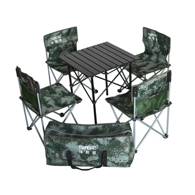 
Wholesale Medium size Portable roll up folding aluminium camping table with 4 folding chair table sets 