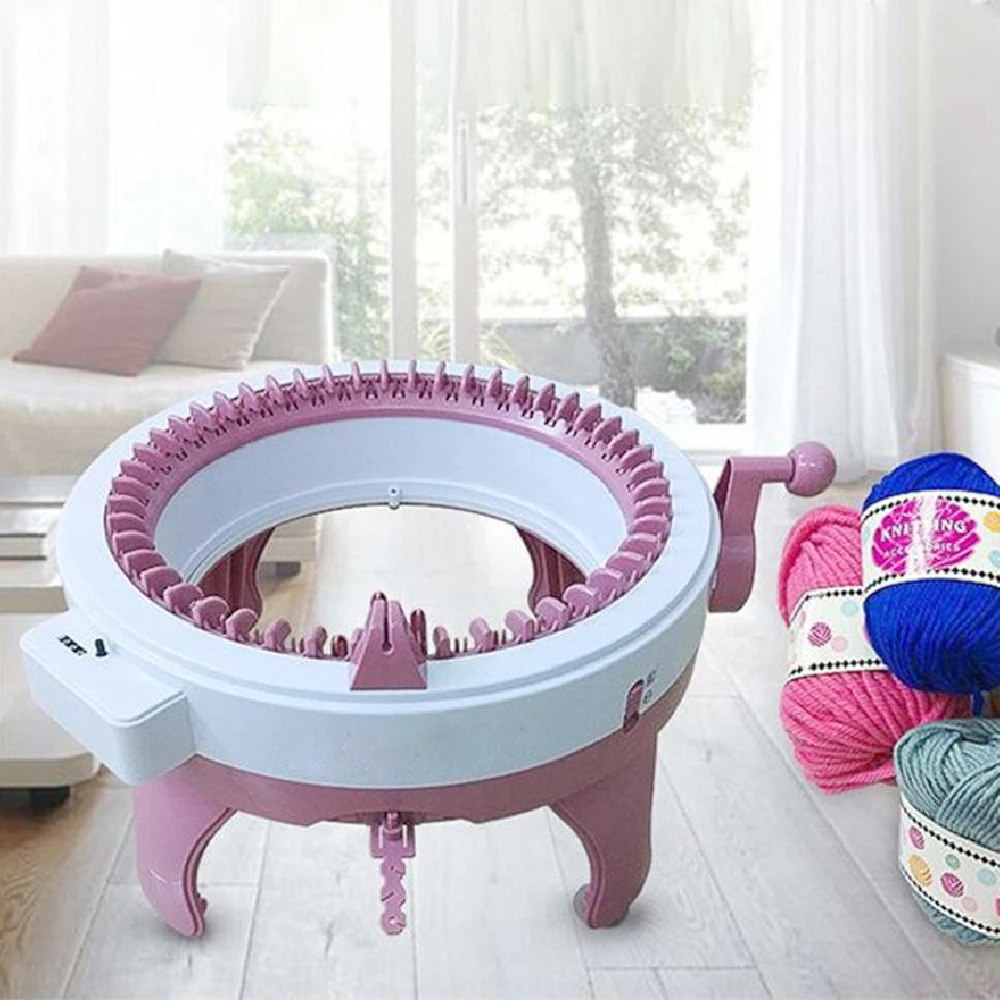 DIY Hat Knitting Machine Double Weaving Magic Loop Looms Stars Cylinder Kids Wool Toy Handcraft With 48 Needles Rotating