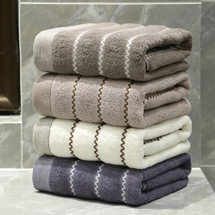 
Cheap thin soft skin feeling washable Scotland stripe pattern design cotton terry home use bath towels household towel in bag 