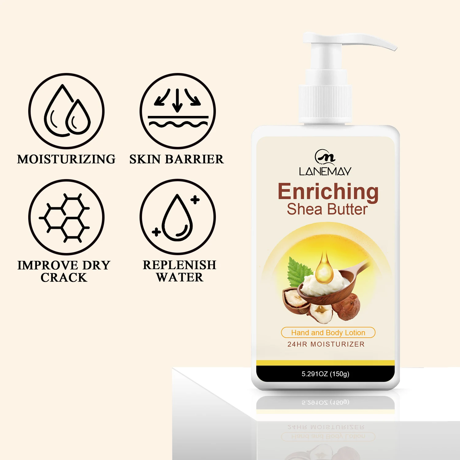 Private Label 150ML Body Cream Skincare Moisturizing Firming Whitening Organic Shea Butter Body Lotion for Face And Body