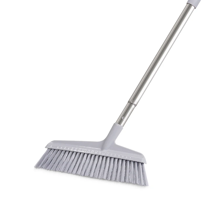 Plastic room cleaning bristle sweeping brush broom with metal telescoping broom stick for restaurants