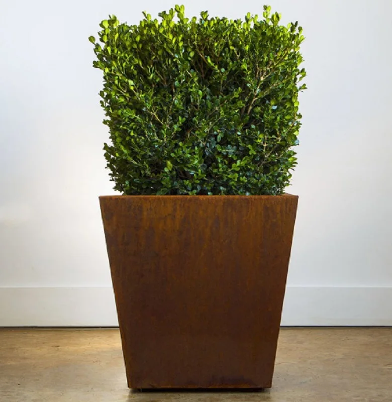 Square Garden Flower Pots Corten Steel Tapered Planter