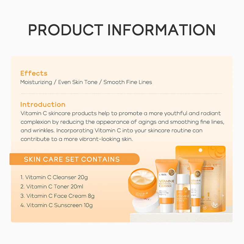 Private Label Whitening Cream Face Anti-Acne & Brightening Skincare with Sodium Hyaluronate OEM/ODM Travel Size Skincare Sets