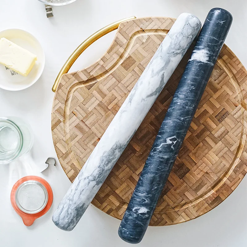 Wholesale Luxury Marble Stone Rolling Pin Bakeware Accessories Customized Logo Fondant Dumpling Rolling Pin
