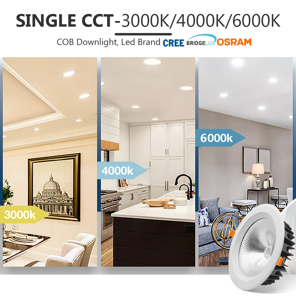 Teco Factory Hight Lumen 100lm/w Brightness Adjustable 4inch 15w Dimmable Led Recessed Down Lighting