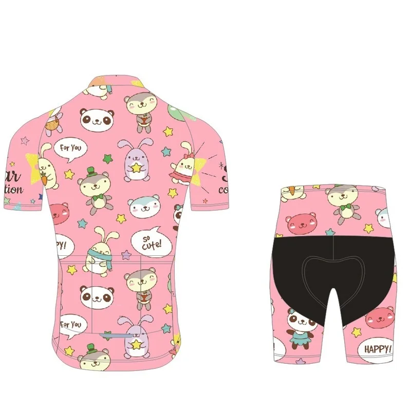 
Wholesale Customized short Sleeve Shorts Padded Bib Pants Children Bicycle clothes Roller Skating Jersey Kids Cycling Clothing 