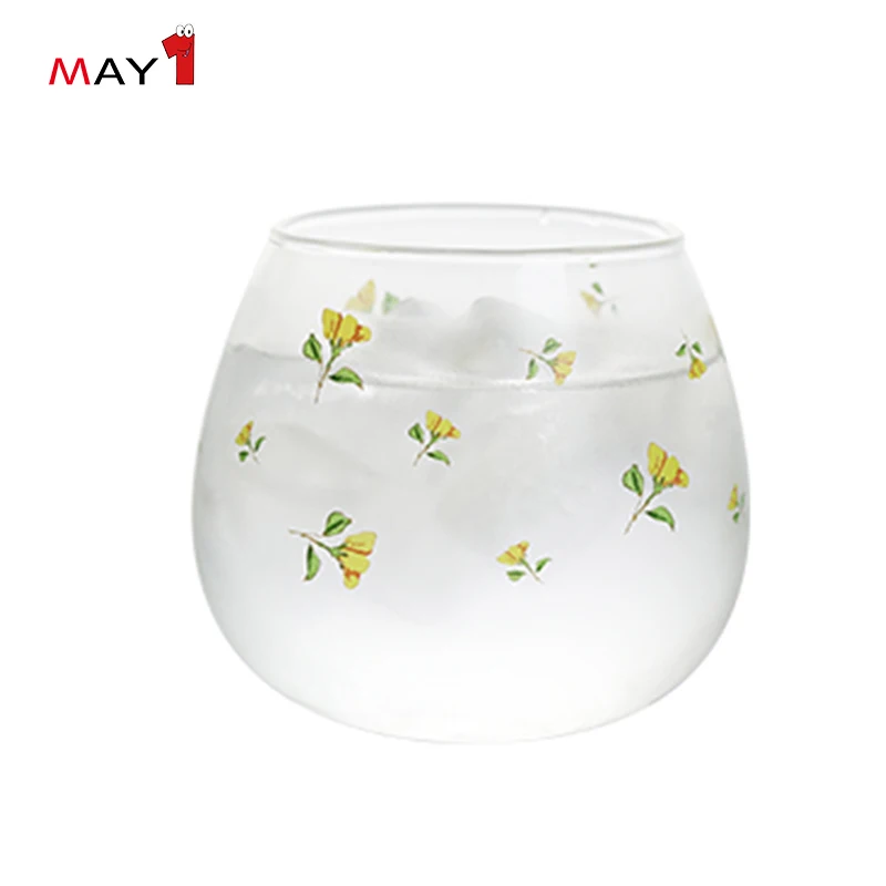 customization logo transparent borosilicate glass lemonade juice coffee cup