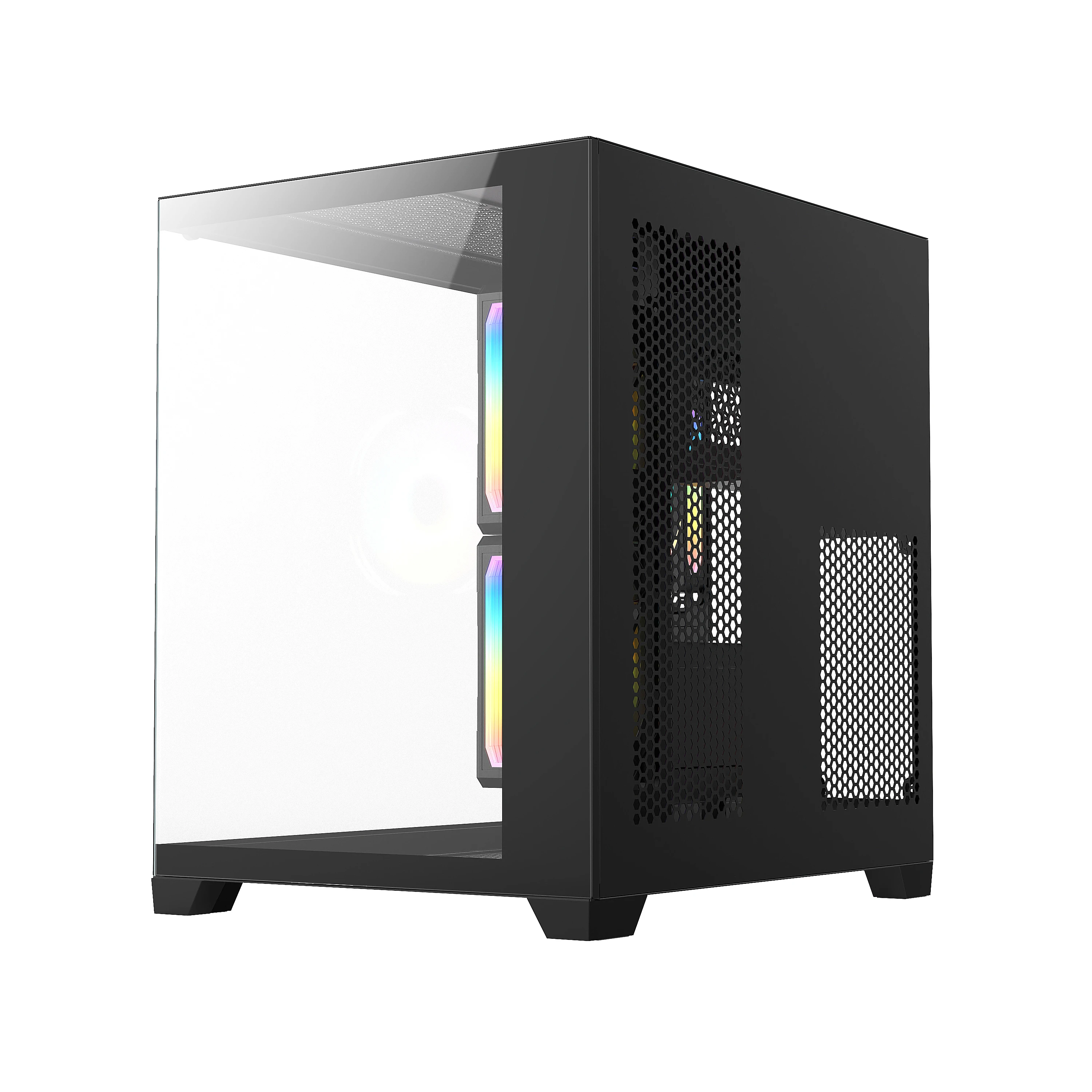 Most popular M-ATX PC Gaming Case OEM full-view Computer Case USB3.0 Transparent Glass PC Cabinet support 240mm water coo