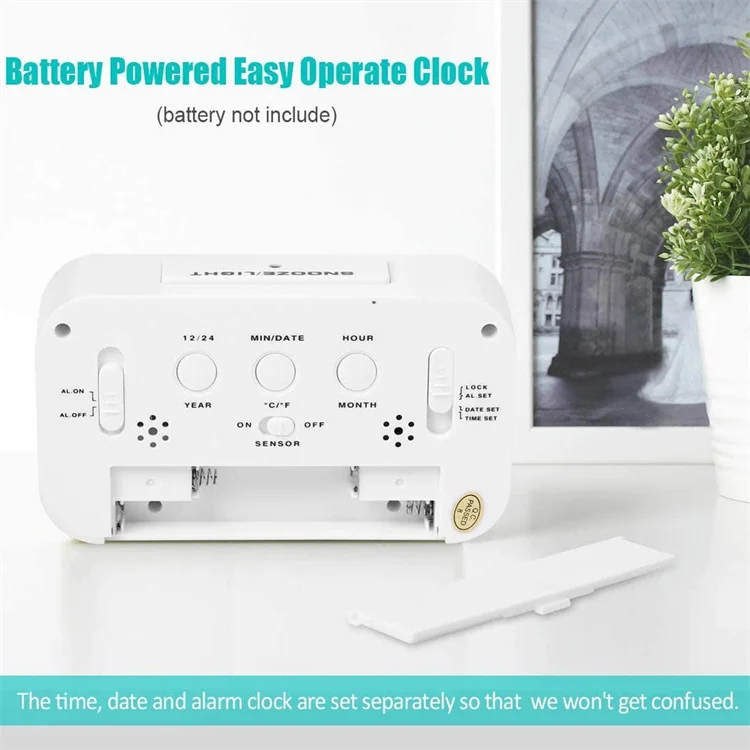 Digital LCD Alarm Clock with Indoor Temperature Display