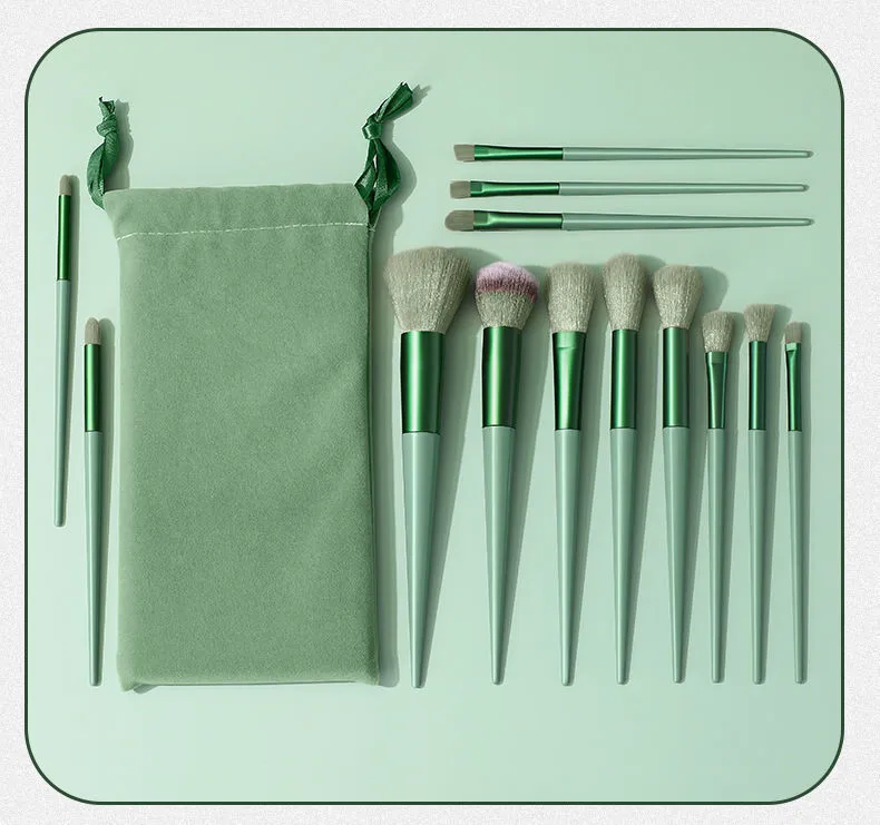 13Pcs Travel Makeup Brushes set  with Bag Kabuki Foundation Blending Blush Eyeliner Brush