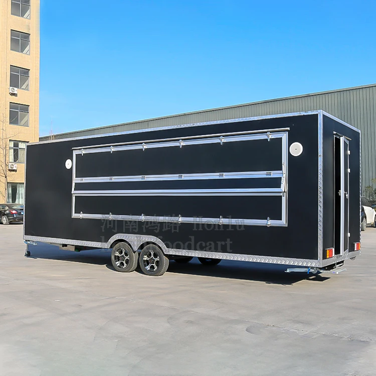 Mobile Kitchen Trailer Supplier Free Custom 4/5m food trailer Fiberglass Food Truck With Bathroom