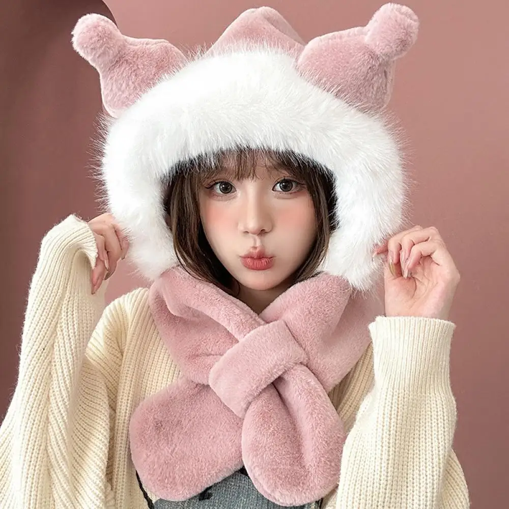 Kawaii Sanrio Kuromi Plush Hat Scarf & Glove Set Thicken Winter Cartoon Anime Set Soft Cute Sweet Girl Student Christmas Gift