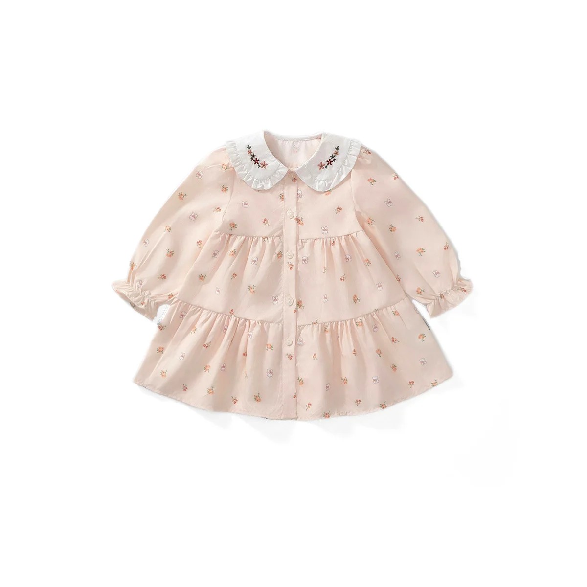 Girls embroidered dress floral long-sleeved doll collar princess dress classic fashion dress new style in autumn