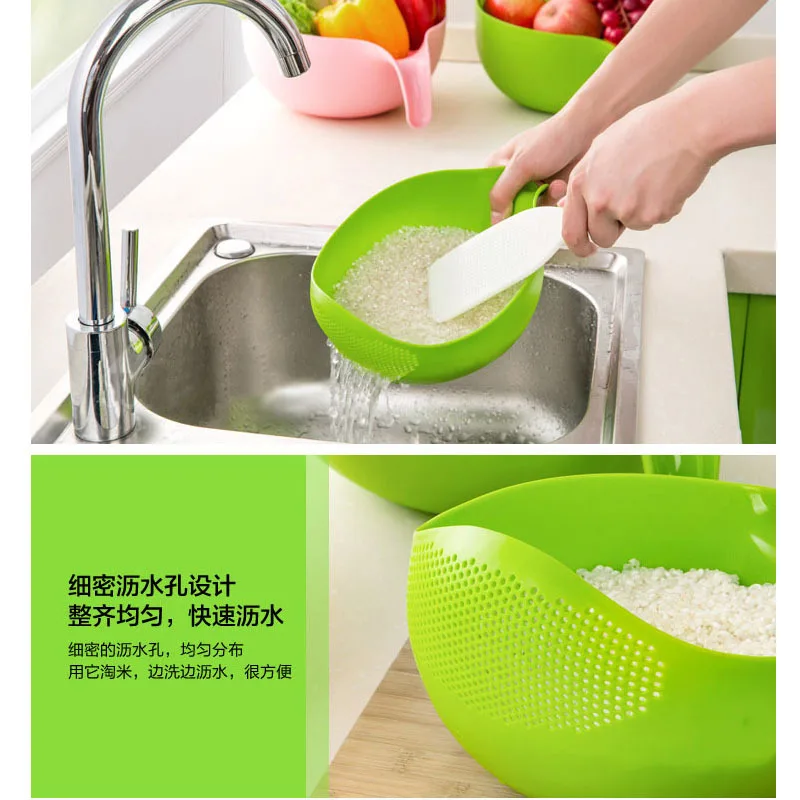 Cheap plastic rice fruit vegetable beans peas washing filter strainer kitchen cleaning sieve basket