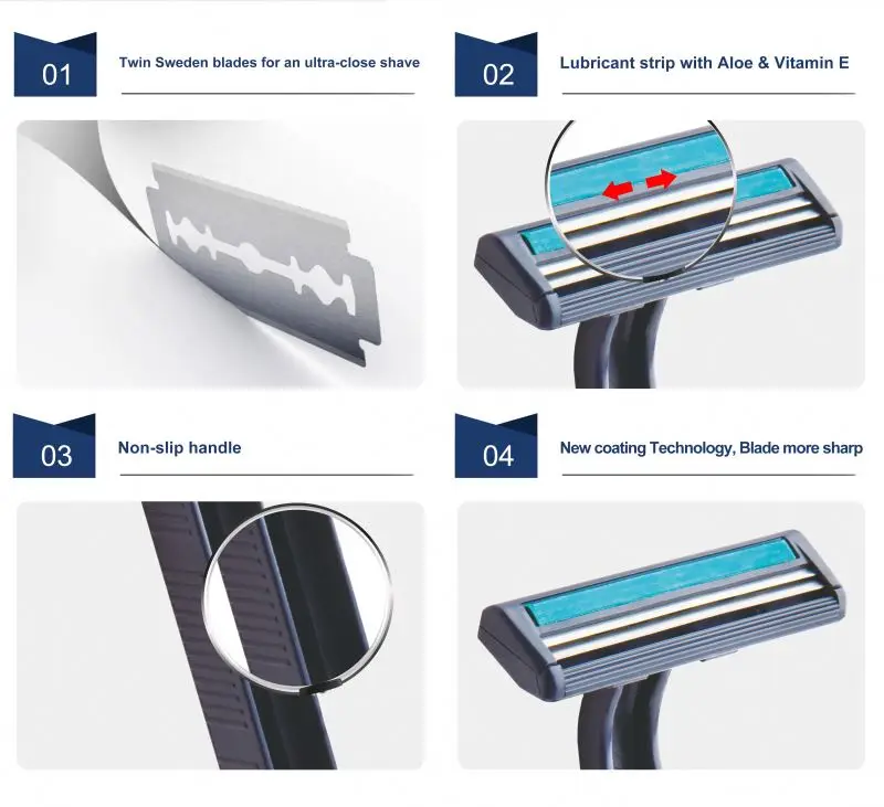 Twin Blade Razor Customized Made Men Disposable Shaving Razor