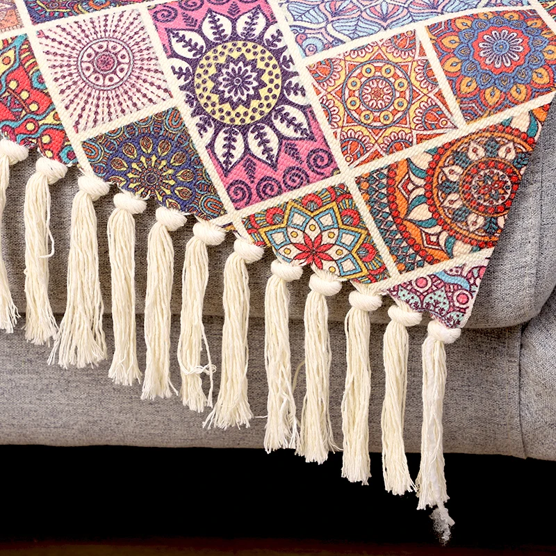 This rustic bohemian throw rug can be placed in front of the bed, sofa, table, door, entryway, etc, or even on the sofa as
