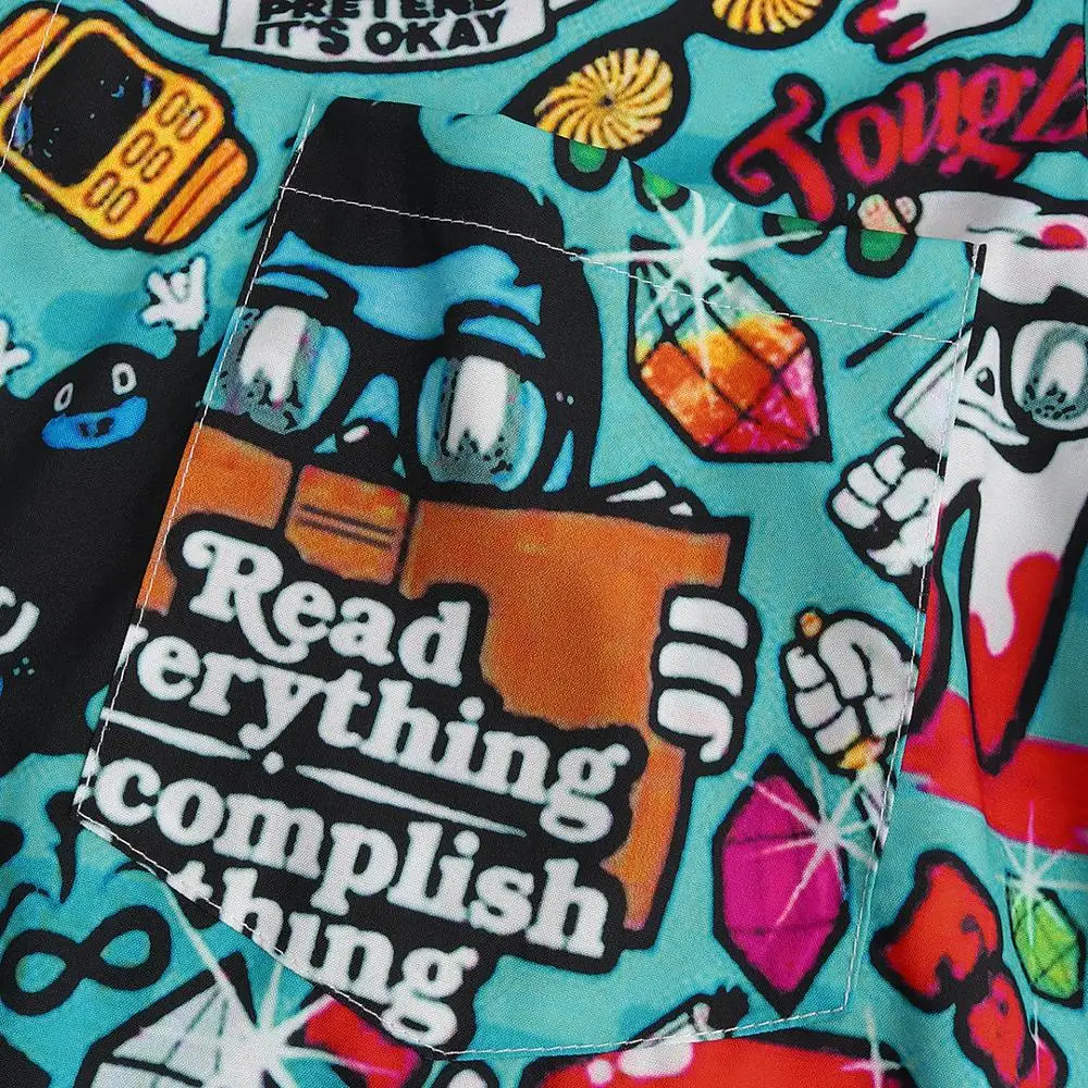 Мужская пляжная рубашка с отложным воротником и короткими рукавами