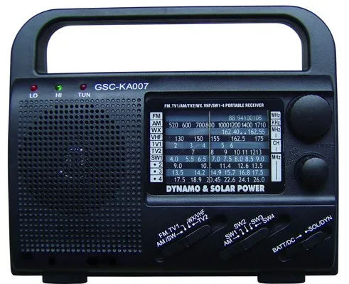 AM/FM/MW/SW/TV/WX/VHF wave 10 bands solar hand crank weather radio