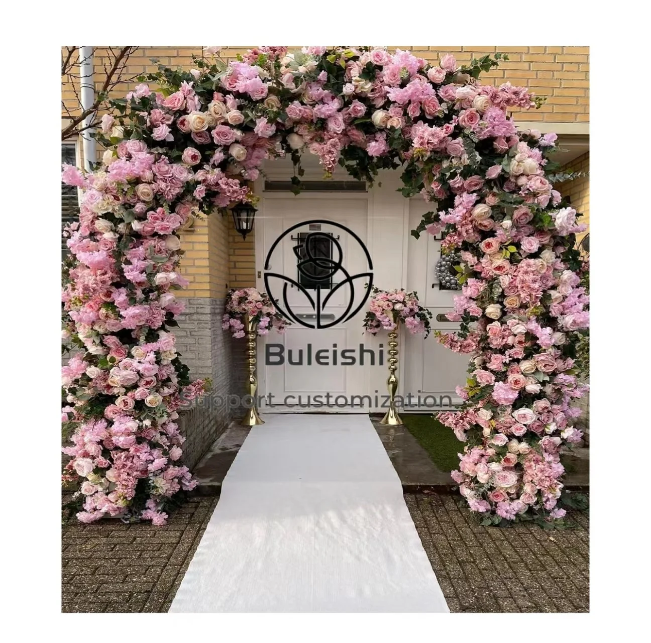 Square heart shape horn Flower arch Floral wedding arch wedding entrance arch with flowers