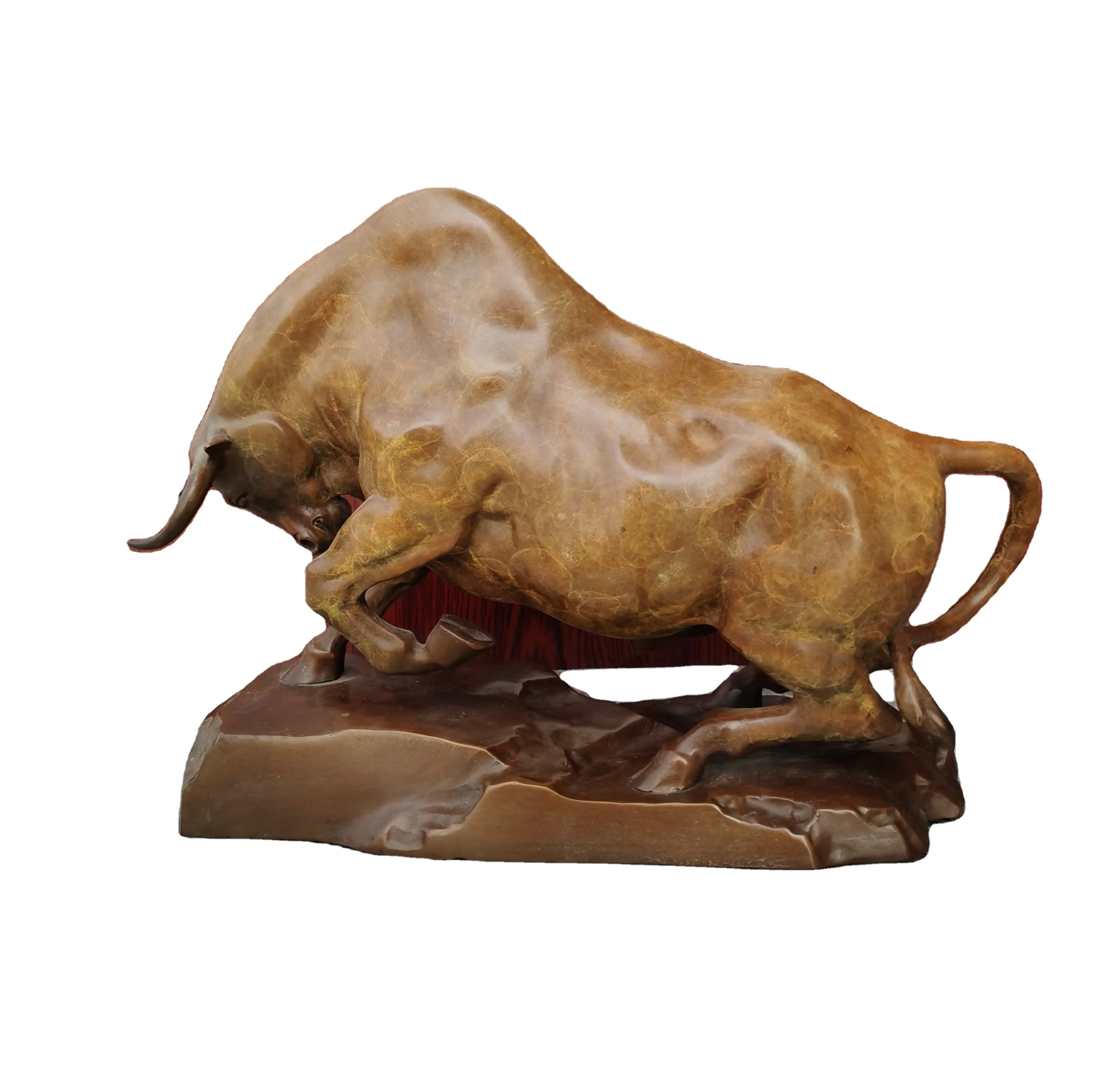 Metal ornament cow small sculpture cow golden bronze sculpture wall street bull pit bull statue decor