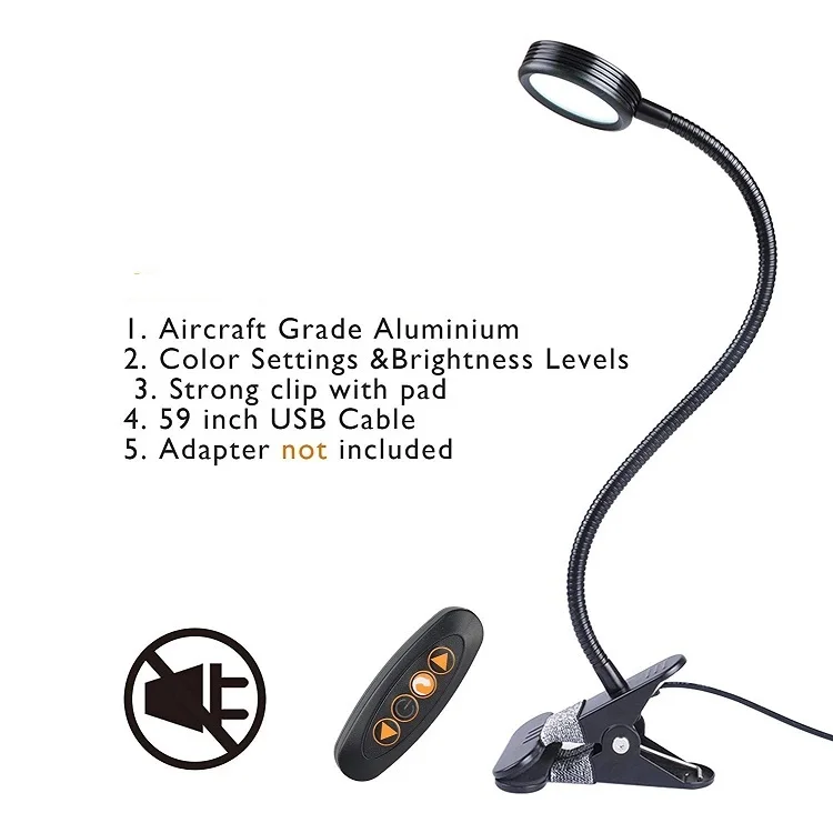 Factory wholesales USB LED Desk Lamp with Clamp Reading Light Clip-on Table Lamp USB Clip Desk Lamp For Computer