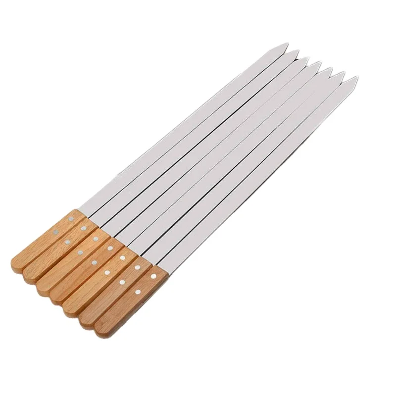 Customized Size Oven Use Stainless Steel Copper Flat Square Twisted Kabob Barbecue bbq Meat Skewer Metal for Grilling
