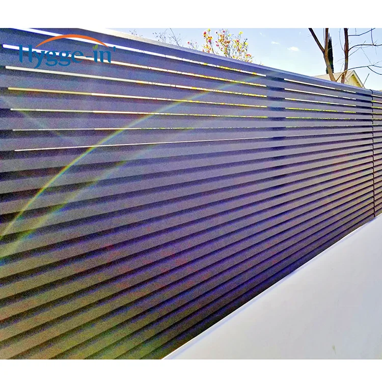 Wholesale Semi High Security  Iron Black No Dig Slat Horizontal Aluminum Trellis Gates 6ft x 5ft Privacy Fence Screen