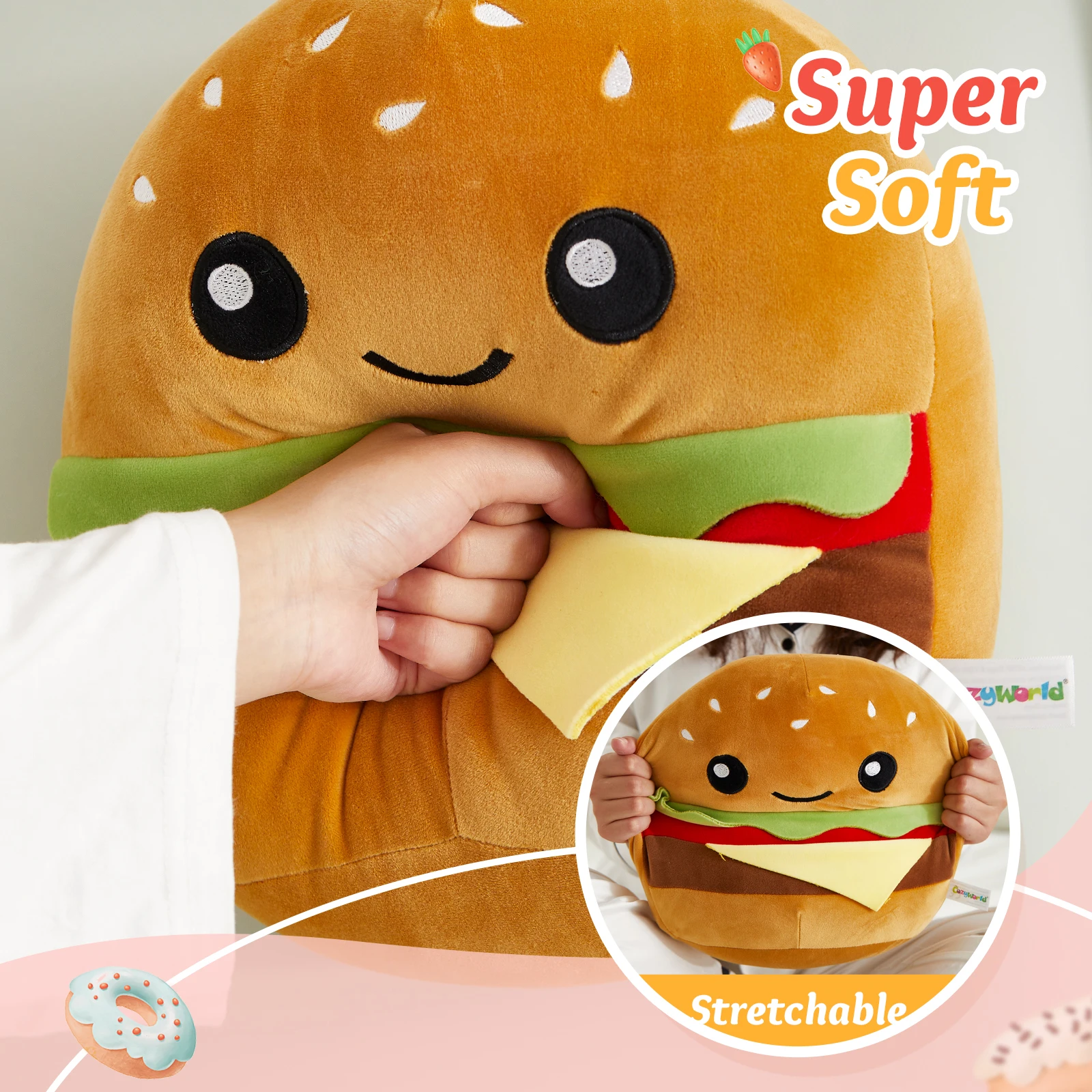 30cm 12inch Squishy Plush Hamburger Pillow home decor comfort squish soft pillow stuffed animals gift for child kids toy