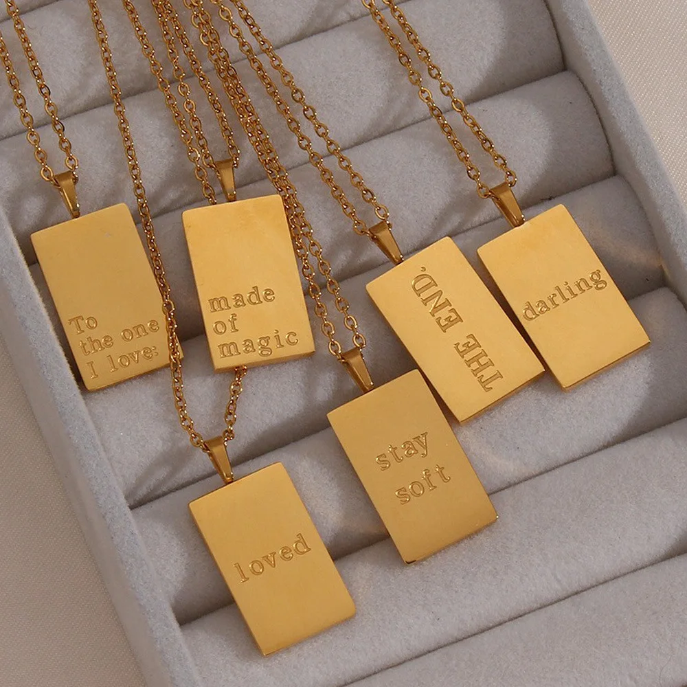 SSeeSY acero inoxidable joyas mayor 18k gold plated custom fashion jewelry stainless steel engraved letter pendant necklace