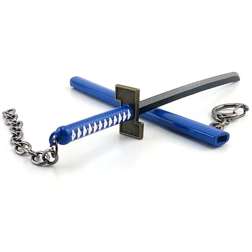 High Quality Metal Automatic Elastic Moving Sword Key Ring Famous Animation Bleach Keychains For Schoolbag Decoration