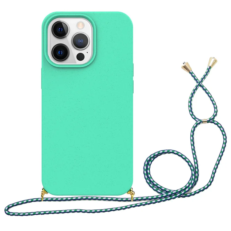 Necklace Case Strap Shockproof Mobile Phone Bag Accessories Biodegradable Composite Recycle Phone Case For iPhone 15 Pro Max