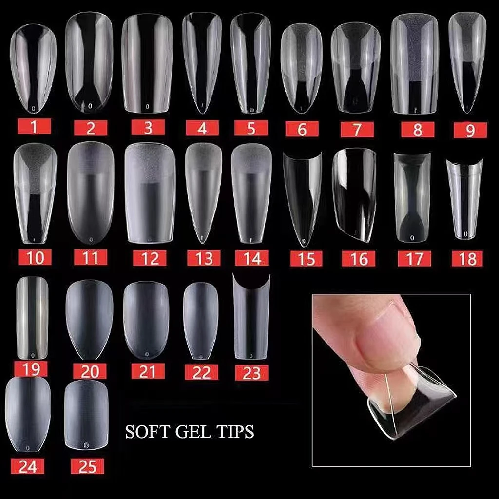 Wholesale Clear Nude PAMMA Full Cover 12 sizes false nail tips