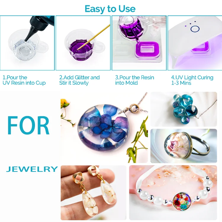 UV Resin  Fast Cure Resin for Jewelry Making, DIY Craft, Decoration for Beginner and Professional