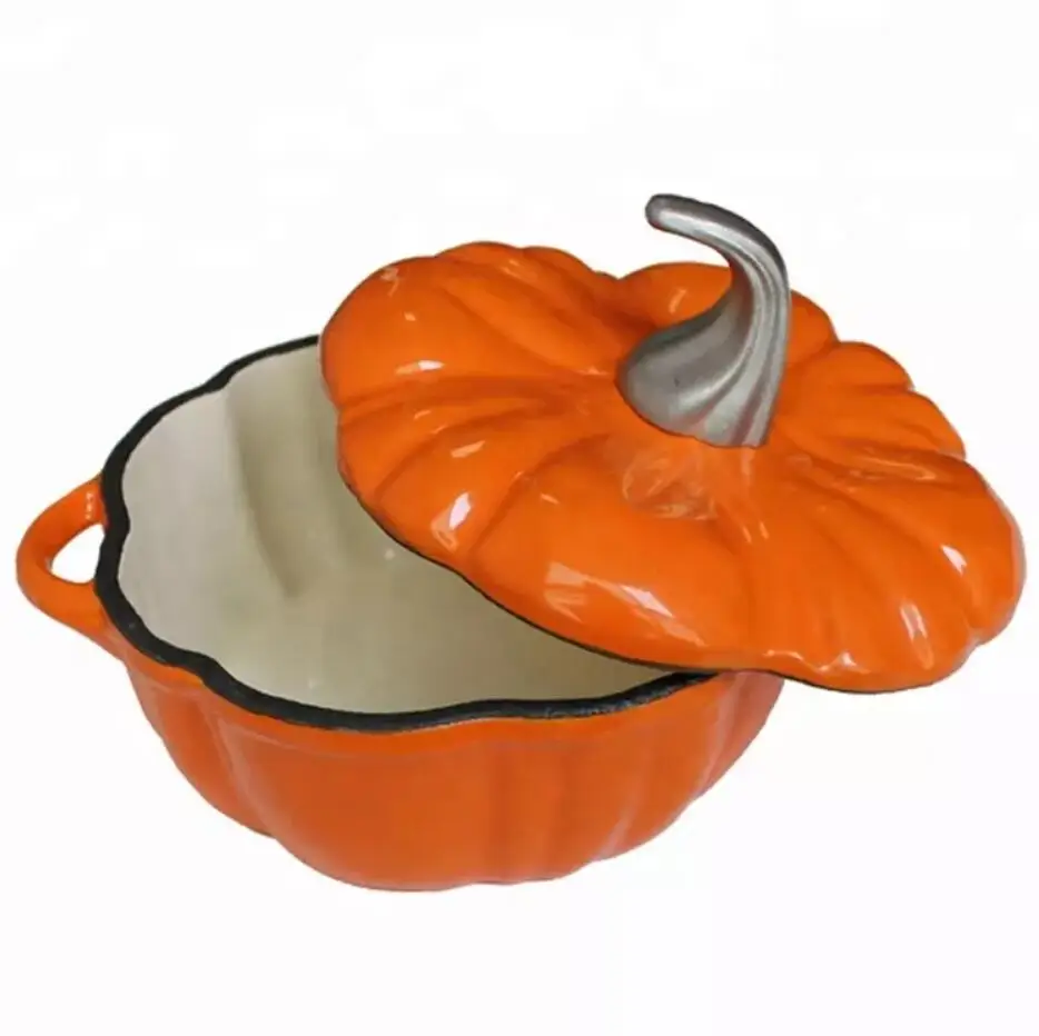Pumpkin Enamel Cast Iron 25Cm Cookware Sets Mini Dutch Oven Belly Pot Set Enameled Stew Pot Soup Pot