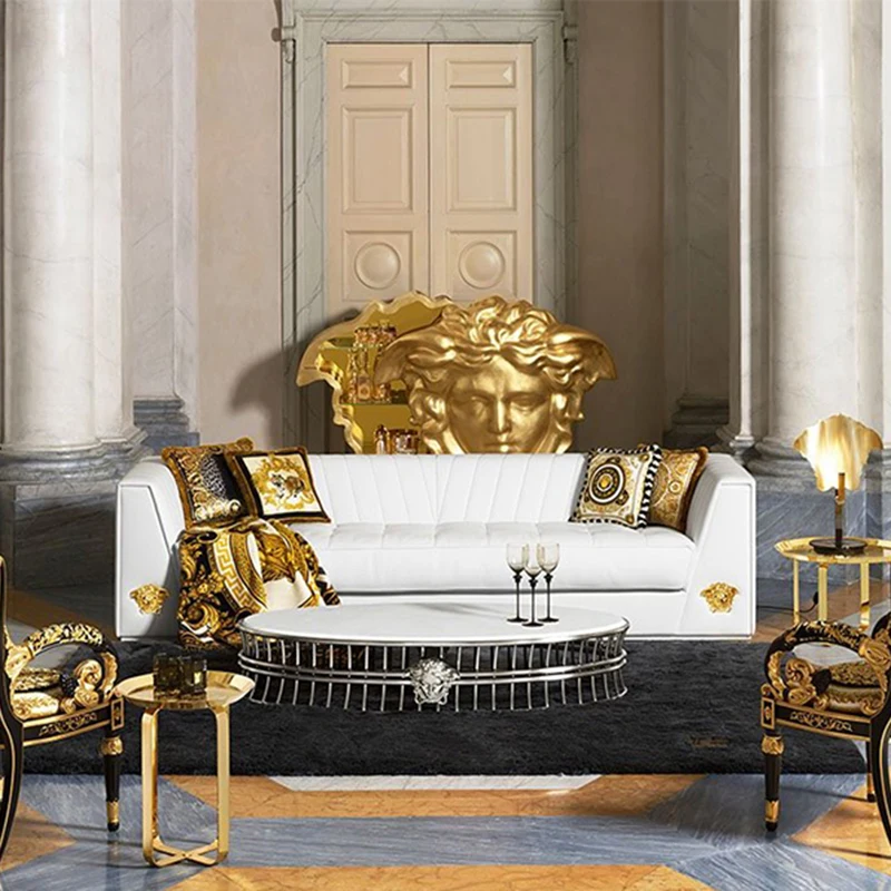 Luxury Living Room Furniture Gold Medusa Snake-headed Goddess Wine Cabinet