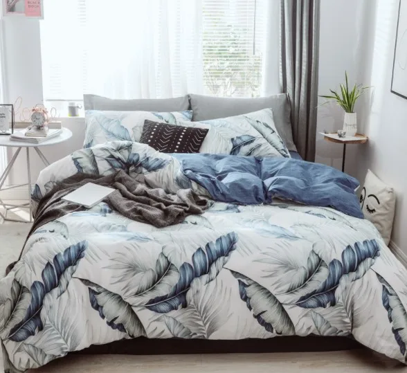 100% cotton floral printing Bedsure Duvet Cover Set with Zipper Closure quilt cover +flat sheet+fitted sheet+ pillow case set