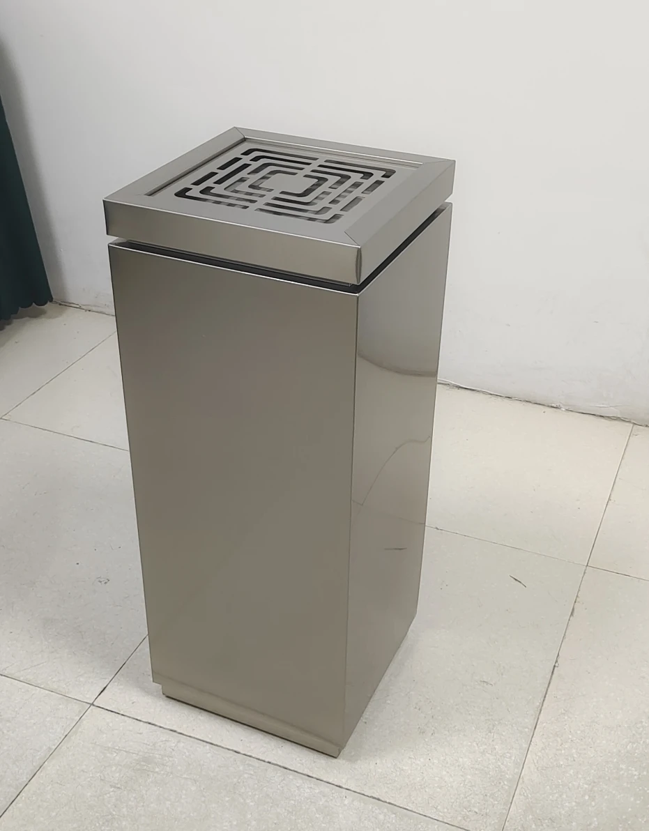 luxury commercial trash cans metal dustbin stainless steel ashtray waste bin for office building hotel entrance mall public area
