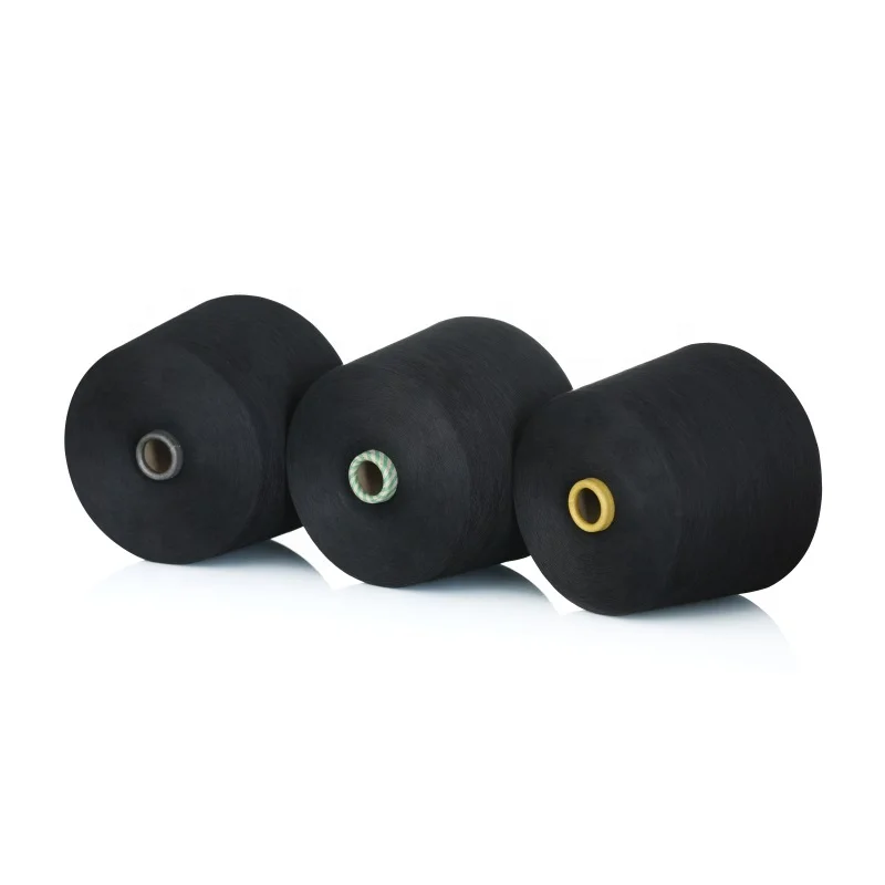 Hot Selling 21s/140s/1  Black Textile Spun Yarn  Polyester viscose Yarn For Weaving And Knitting High Tenacity Socks yarn