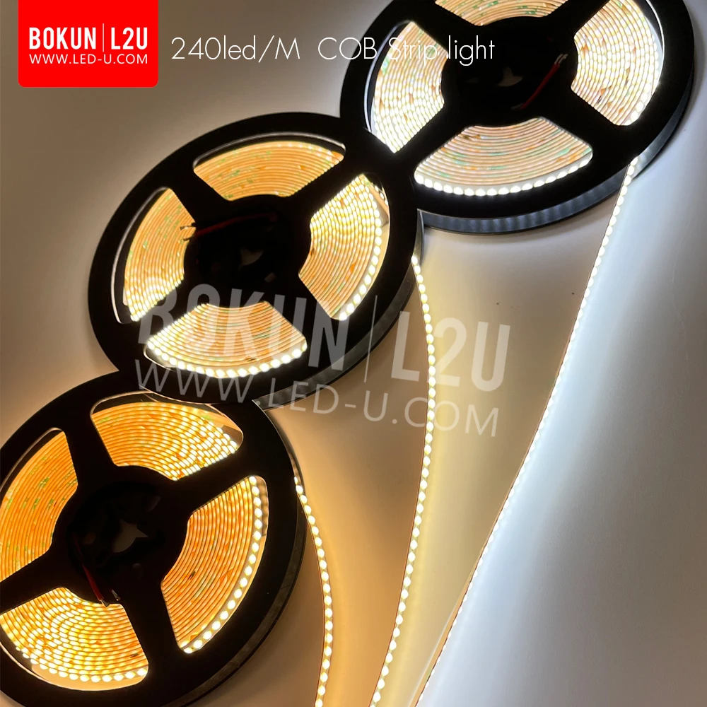 BOKUN 240led CRI90 Exterior Mini SMD 2835 LED Backlight IP67 Waterproof IP65 Flexible IP54 Outdoor FCOB COB LED Strip Light