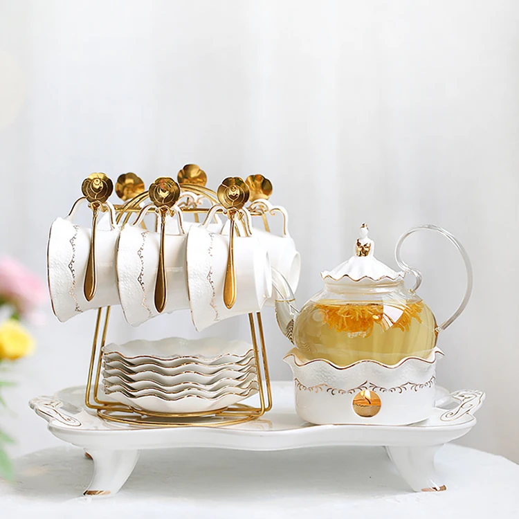 Luxury High Quality Nordic British Style Ceramics Water Pot With Sauce Soup Set Tea Coffee Cup Jug Set