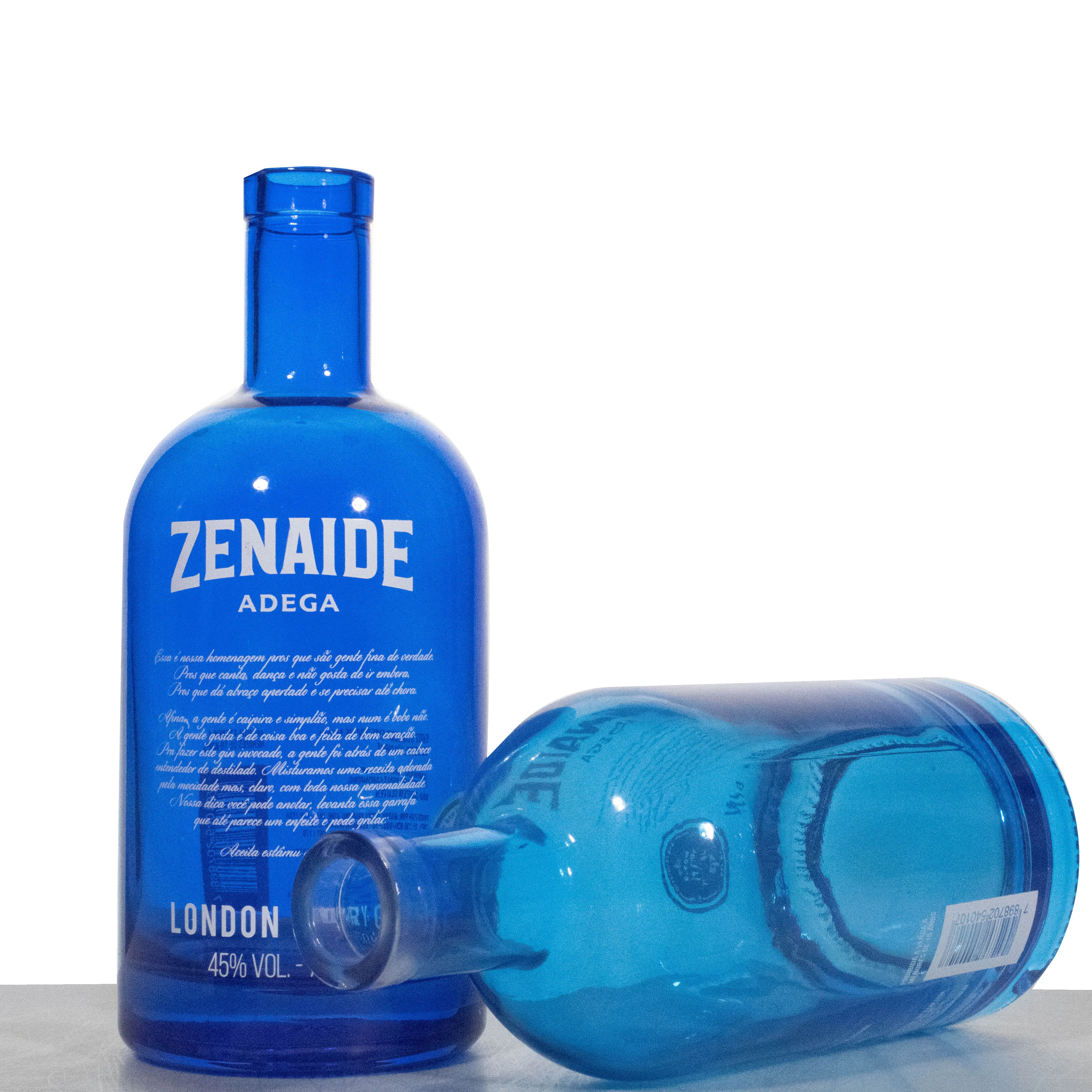 Whisky Vodka Rum 700ml Liquor Round Glass Bottle Screen Printing Beverage Blue Bottle Clear Empty 500ml 700ml 750ml Bottle