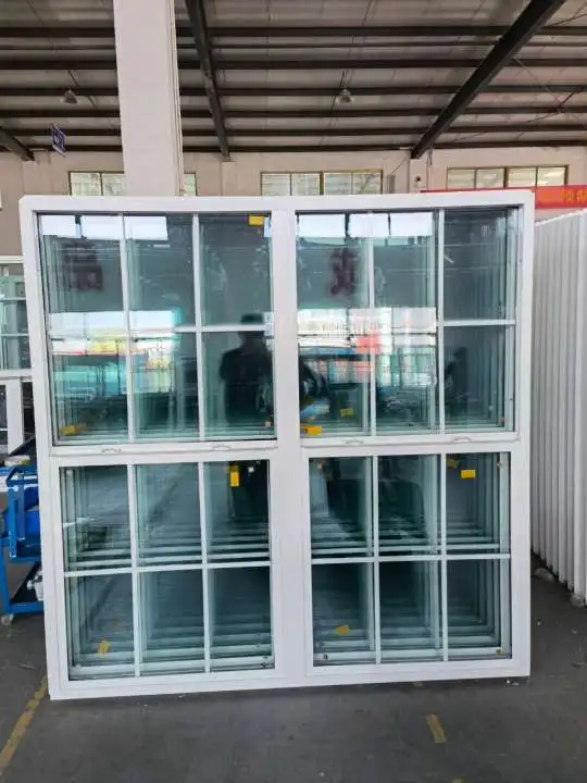 Soundproof Windproof Hurricane Impact Single Hung UPVC  Windows Single Double Glazed Vinyl Sliding PVC Windows