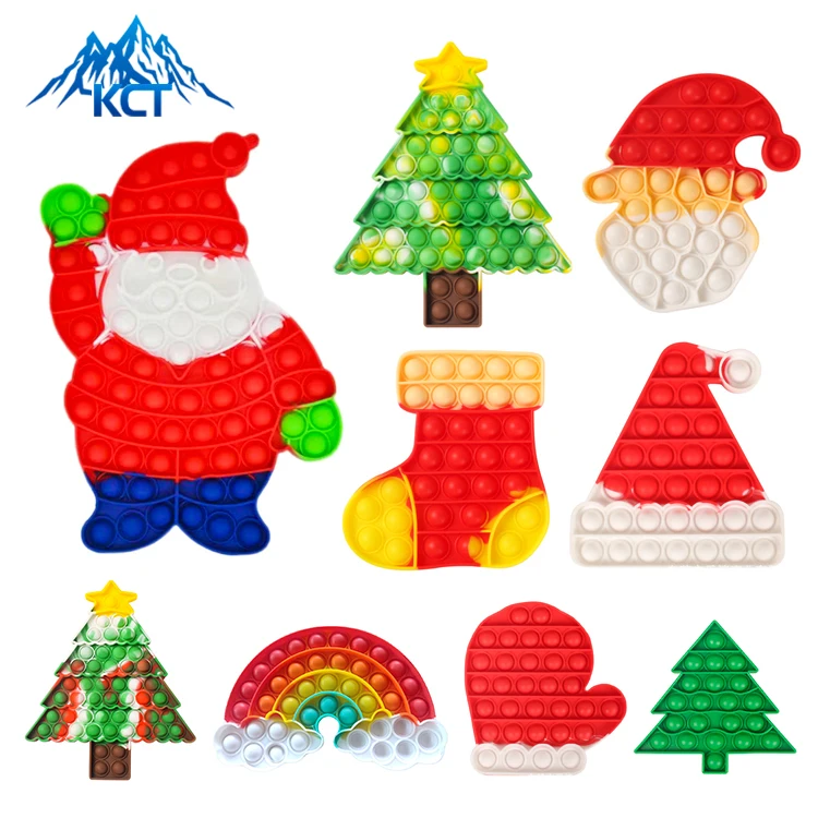 
Christmas Promotion Gift Bag Set Silicone Push Bubble Fidget Sensory Toy Ranibow Up It Fidget Toys Stress Relief 