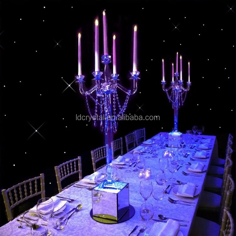  Tall 5 arms crystal candelabra wedding table centerpieces for