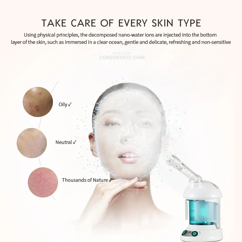 NANO Ionic Steamer OEM Facial and Hair Steamer Hot Sprayer Salon Beauty Equipment Hot Selling 2 In 1 Hair and Face Steamer ODM