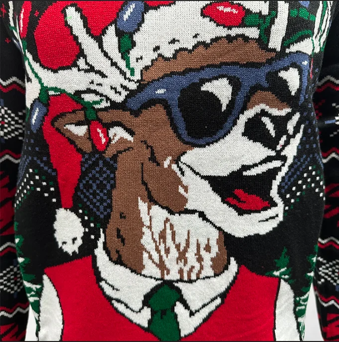 ZHUNA high quality ugly pullover custom santa reindeer women trend classy christmas jumpers