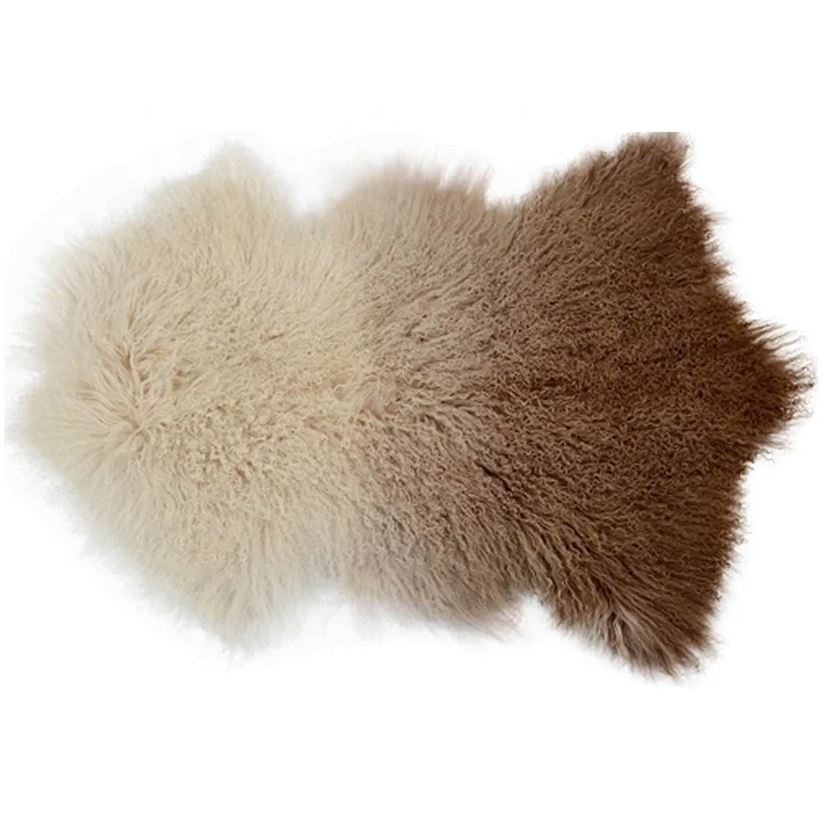 Premium Quality Curly Long Hair Fur Plate Pelt Mongolian Sheep Carpet Soft Fur Blanket
