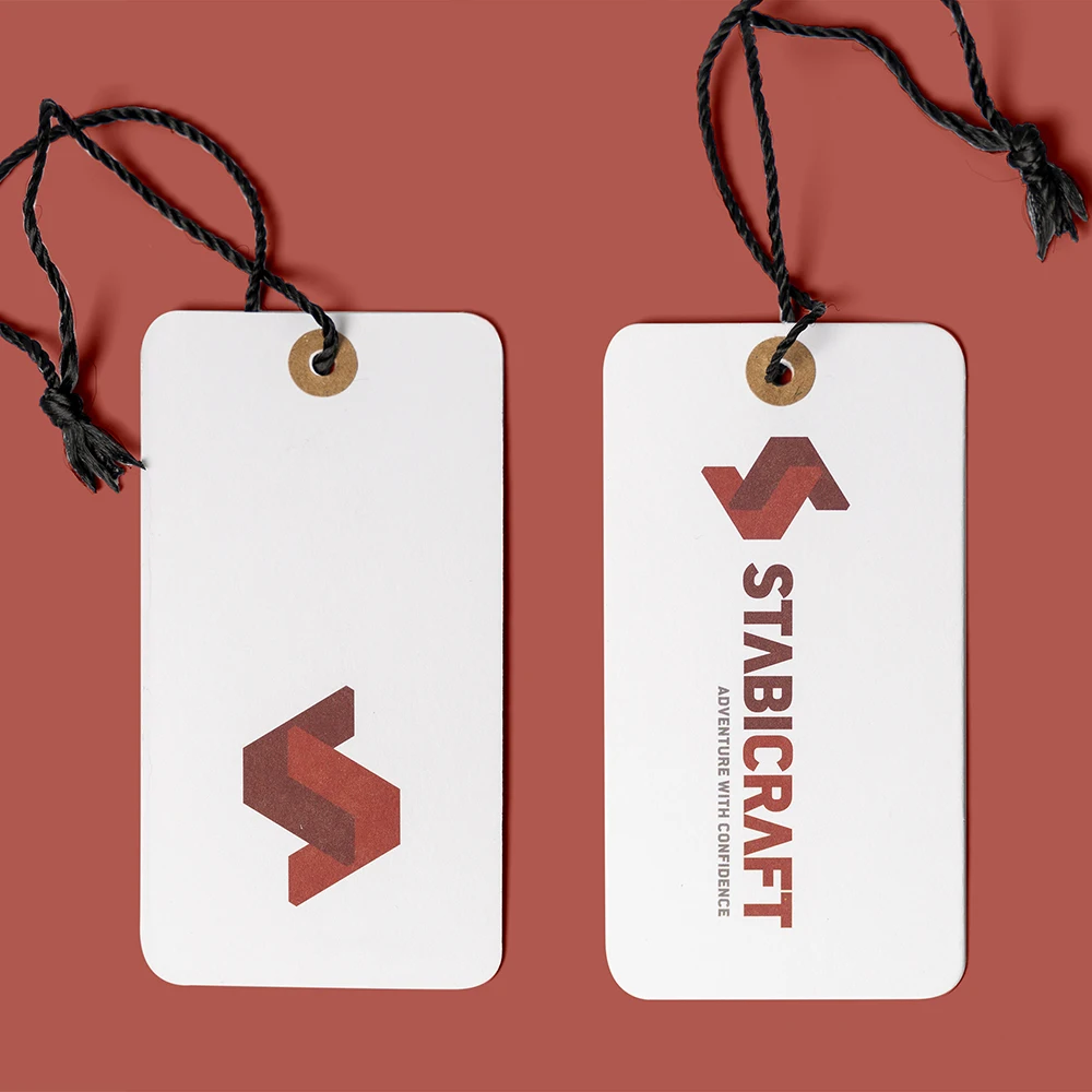 Custom Recycled Hanging Label With Free Slings Luxury Swing Paper Hang Tags For Clothing Garment Special Clothes Label Tag